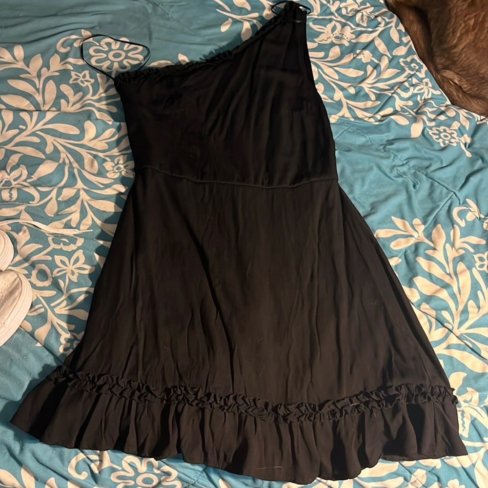 Blue rain Black one strap dress